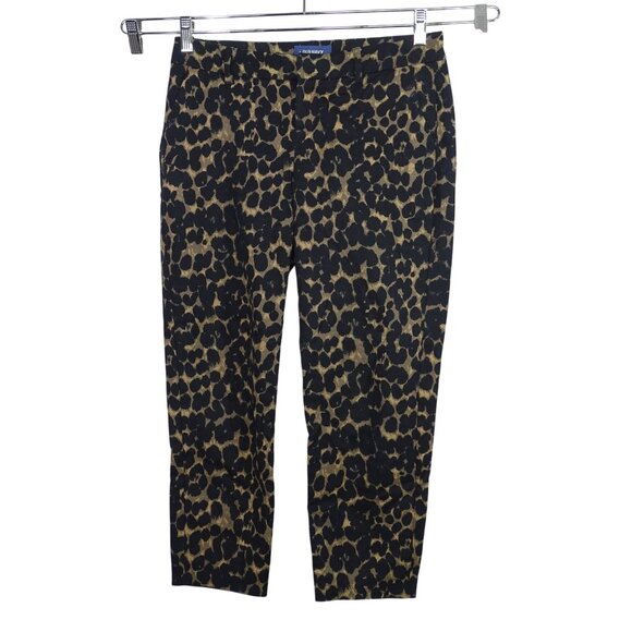 Old Navy Harper Mid-Rise Brown Leopard Print Pants Women Size 2P Cotton Blend - Picture 1 of 12
